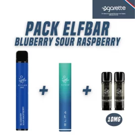 Pack Elf Bar 600 + Elfa pro + Cartouche Blueberry Sour Rasperry 10 mg