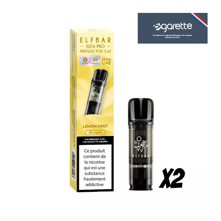 Cartouche puff Menthe Citron Elfa Pro Elfbar  - Pack de 2
