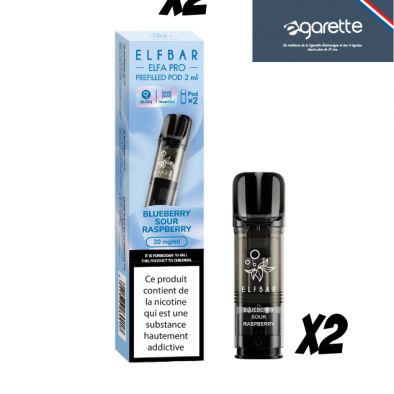 Cartouche Elfa pro pods Myrtille framboise acidulées par 2 0