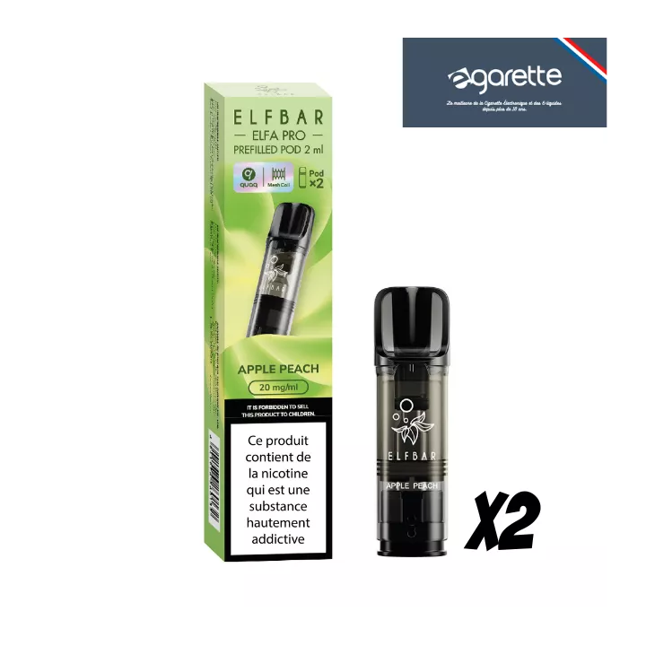 Patrone puff Pomme P&ecirc;che Elfa Pro Elfbar - 2er Pack