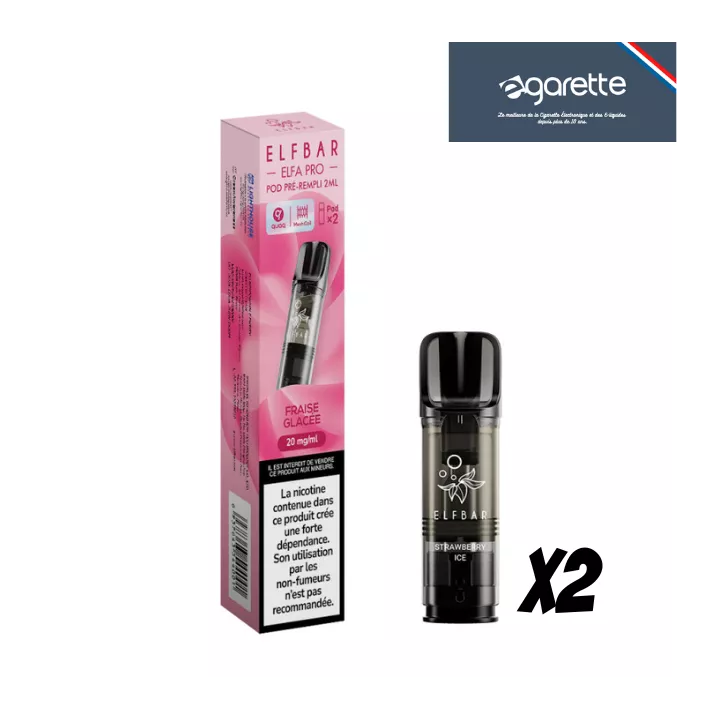 Cartouche puff Fraise Glac&eacute;e Elfa Pro Elfbar  - Pack de 2