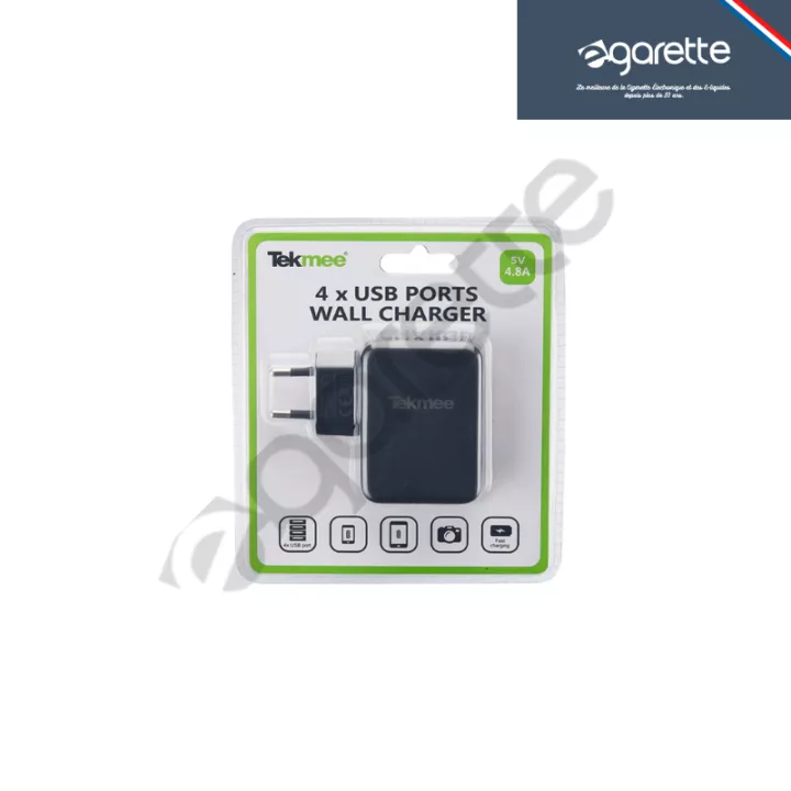 Prise Secteur 4 Ports USB 4,8 A &ndash; Tekmee