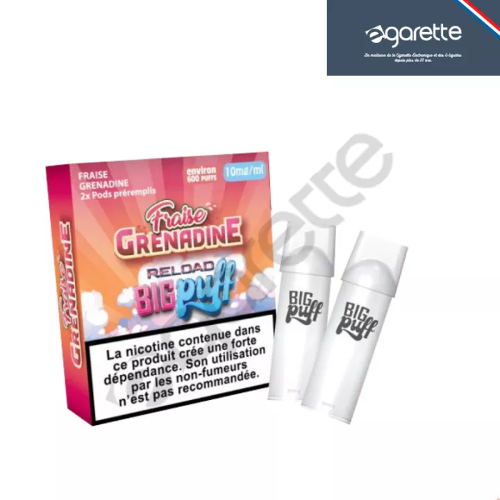 Cartouche puff Fraise Grenadine Big Puff Reload - Pack de 2