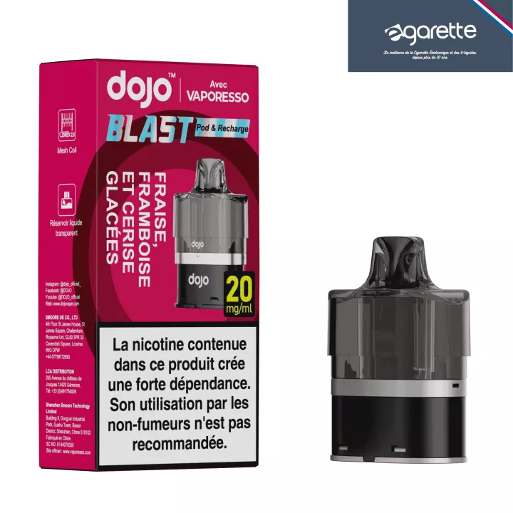 Cartouche Straw Raspberry Cherry Ice 20 mg Dojo Blast 6000 - Vaporesso