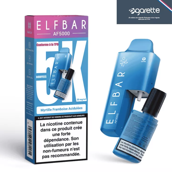 Puff Hybride Myrtille Framboise Acidul&eacute;e - AF5000 - Elfbar