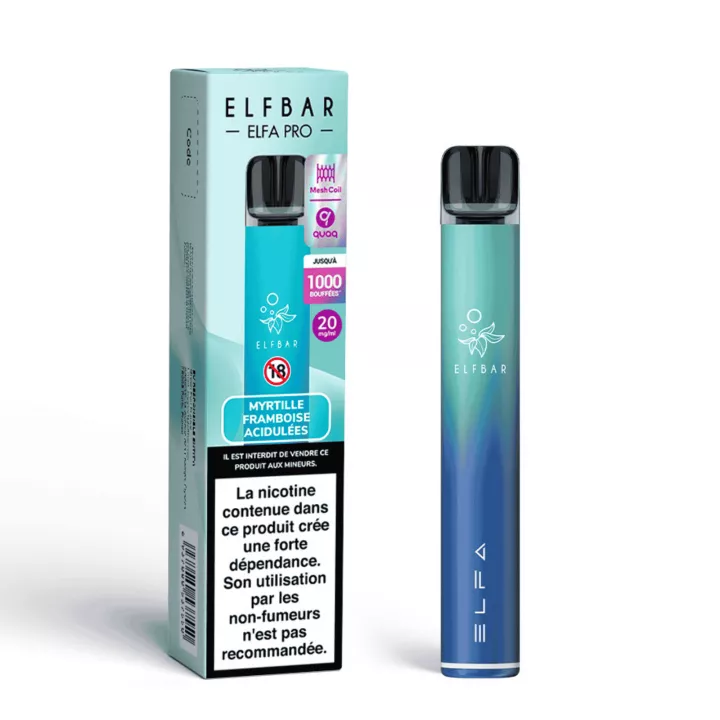 Puff rechargeable Elfa Pro &bull; Myrtille Framboise Acidul&eacute;es |E-Garette