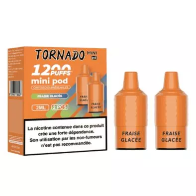 Cartouche Puff Fraise Glacée Tornado Mini 1200 - Par 2 - FUMOT 0