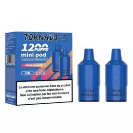 Patrone Puff Pêche Mangue Tornado Mini 1200 - Par 2 - FUMOT
