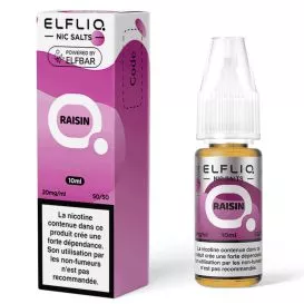 E-Liquide Sels de Nicotine Raisin - Elfliq - 10ml - Elf Bar
