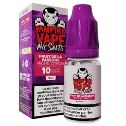 E-Liquide Sels de Nicotine Fruit de la Passion P&ecirc;che Citron - 10ml - Vampire Vape