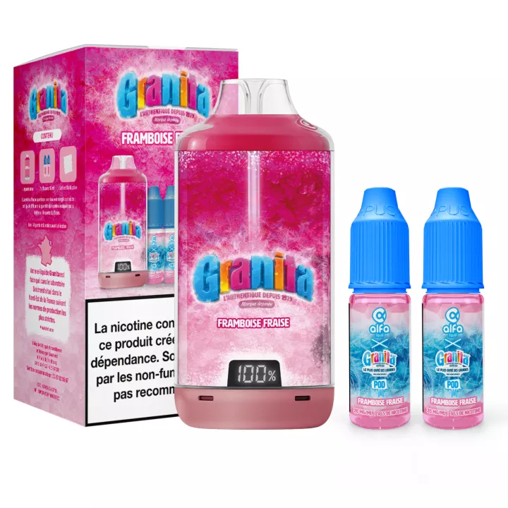 Puff Granita 30K - Alfaliquid - Framboise Fraise Glac&eacute;e