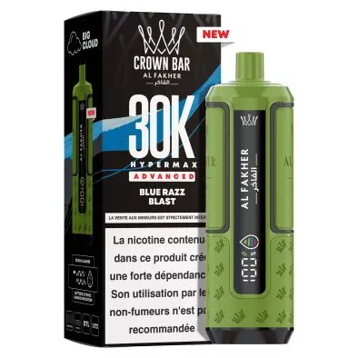 Puff Cartouche Blue razz Blast - Crown Bar Hyper Max Advanced 30K - Al Fakher 0