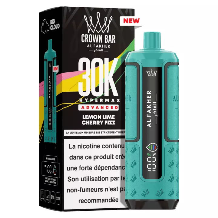 Puff Crown Bar Hyper Max 30K | Citron Citron vert Cerise p&eacute;tillante| Al Fakher