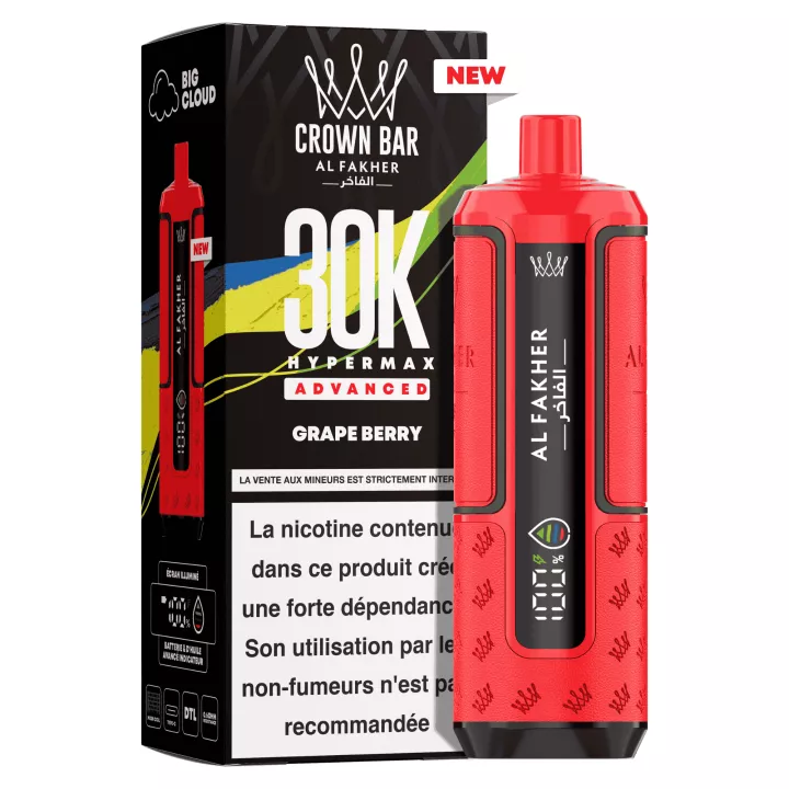 Puff Crown Bar Hyper Max 30K | Traube Rote Fr&uuml;chte | Al Fakher