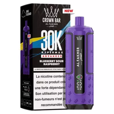 Puff Cartouche Blueberry Sour Raspberry - Crown Bar Hyper Max Advanced 30K - Al Fakher 0