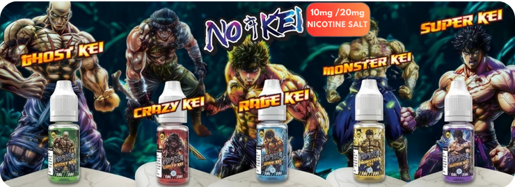 Fünf Nikotinsalz-Aromen der E-Liquids der Marke NOKEI
