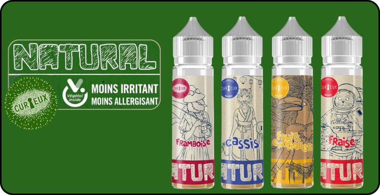 Fruchtiges Sortiment der NATURAL E-Liquids von Curieux, 50 ml.