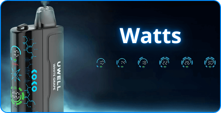 Detailaufnahme der verf&uuml;gbaren Wattstufen der Koko Bar L50000.