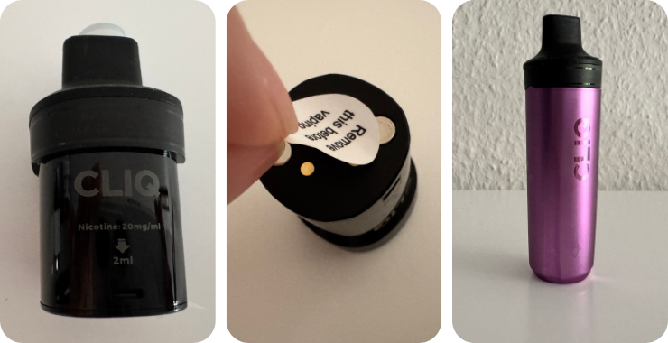 Installation du pod pour utiliser la puff Cliq en petit format