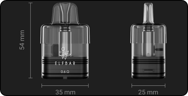 Dimensions de la cartouche ELX Mega 10 ml.