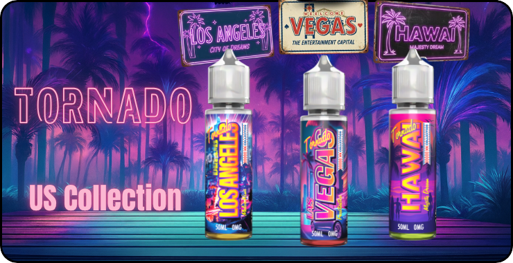 Gamme de e-liquides US Collection de Tornado chez E-Garette.