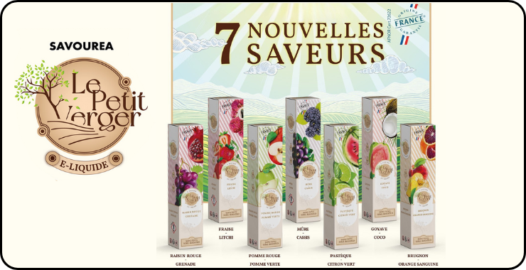 e-liquides de la gamme Le Petit Verger : sept nouveaut&eacute; de la marque Savourea.