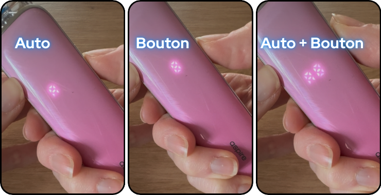 affichage des modes d'activation sur la Pixo Max