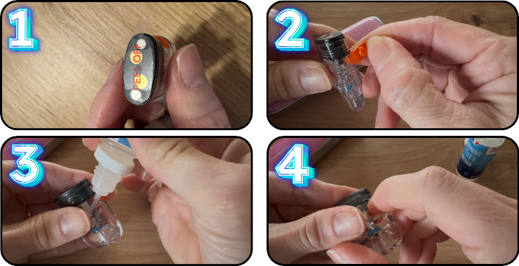 Etapes pour remplir la cartouche Pixo