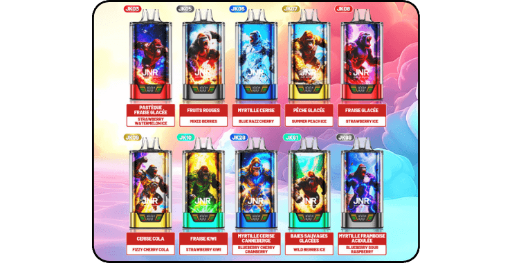 Toutes les saveurs disponibles pour la puff Gorilla X de JNR