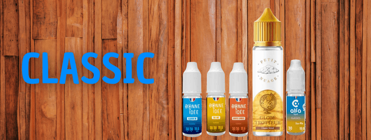Illustration pour la famille des e-liquides saveur tabac, appel&eacute;s classic.
