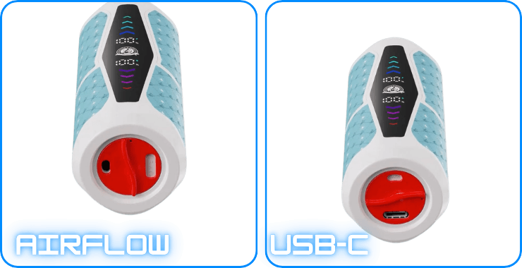 Zoom sur l'airflow de la puff Ultra Max 25K de Starbuzz et du port USB-C