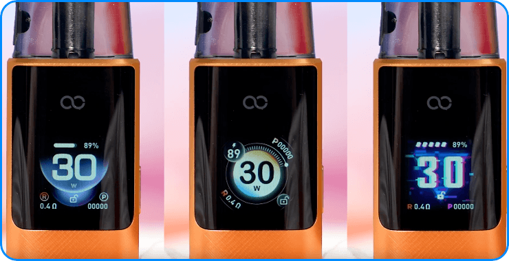 Drei Display-Designs des Argus G4 Pod-Systems.