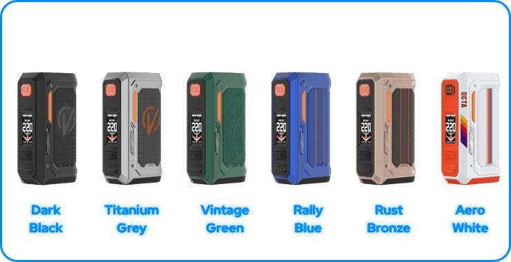 Coloris disponibles pour la box Armour Octa