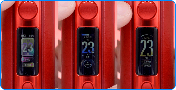 Verschiedene Anzeigethemes des Drag H40 Pro Pods