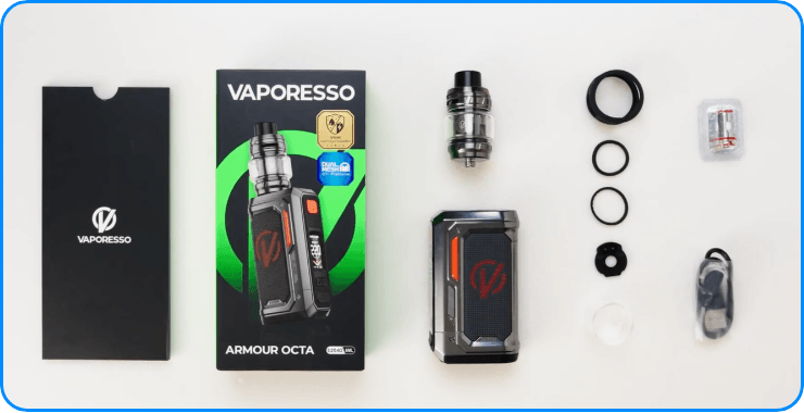 Contenu du kit Armour Octa de Vaporesso.