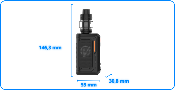 Dimensions kit Armour Octa : 146,3 mm &times; 55 mm &times; 30,8 mm.
