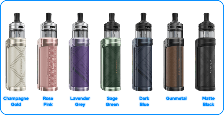 Coloris disponibles pour le kit Atlantis LX.