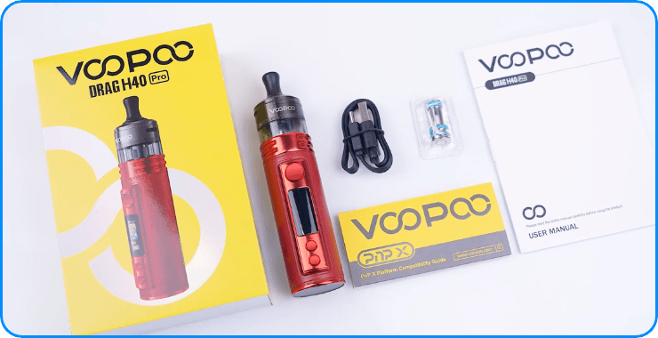 Inhalt des Drag H40 PRO Kits von Voopoo.