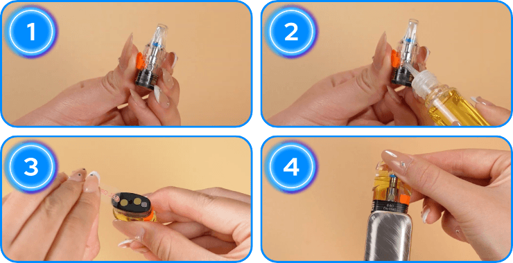 4 Schritte zum Befüllen des Pixo Pods.
