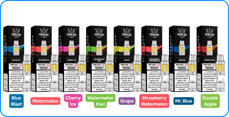 Saveurs disponibles pour la puff Crown Bar Pro Max 12K de Al Fakher