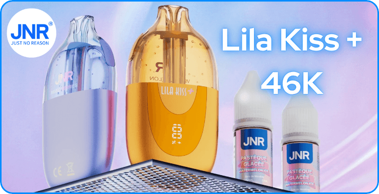 Pr&auml;sentation der wiederaufladbaren Puff Lila Kiss + 46K
